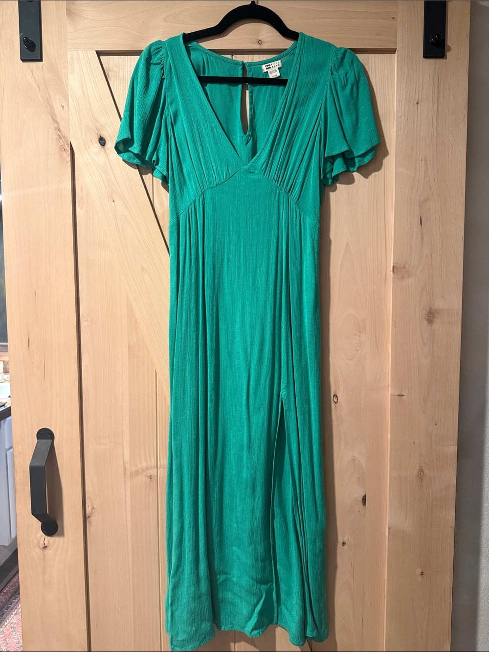 Billabong Teal V-Neck Flutter Sleeve Maxi Dress